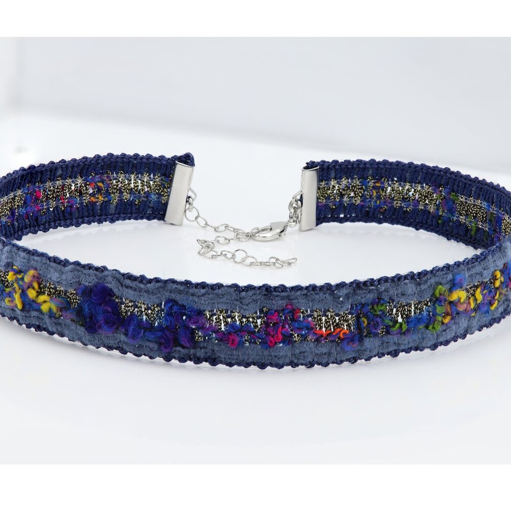 Fancy Blue Lace Choker Flower chokers adjustable